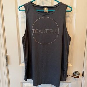 CALIA by Carrie Underwood Gray Muscle Tee with 'BEAUTIFUL' Print